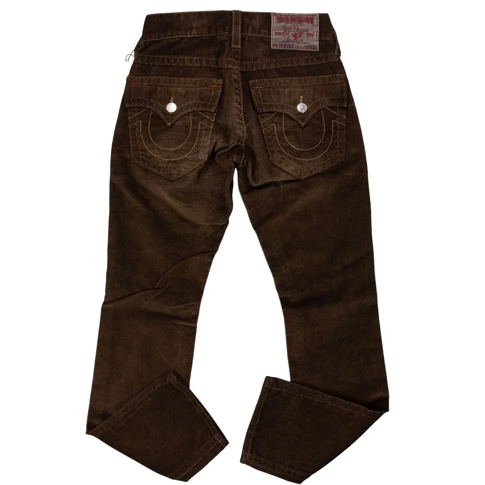 NWT‎ True Religion Ricky Straight Mens 28x34 Brown Corduroy Pants Flap Pockets